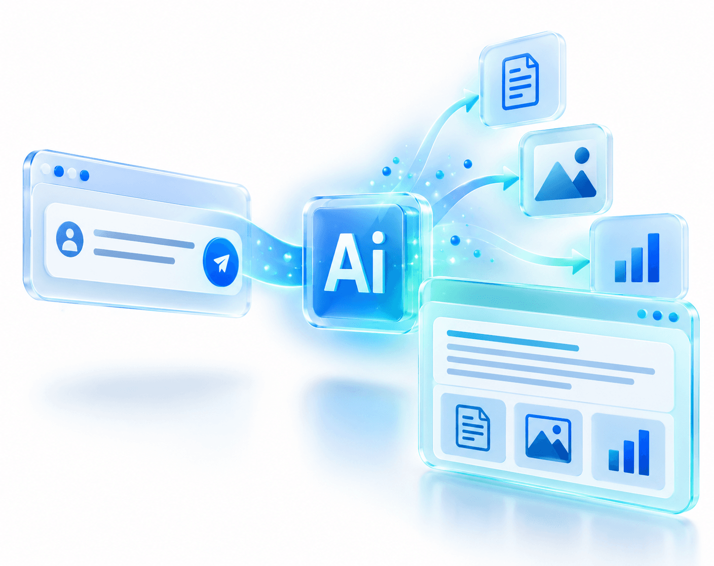 Una instrucción se transforma con ayuda de inteligencia artificial en texto, imágenes y datos que deben revisarse.